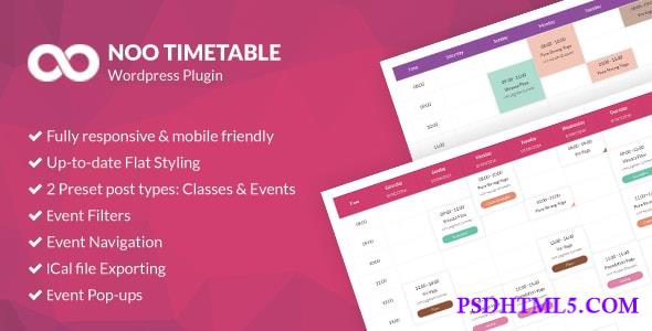 Noo Timetable v2.2.0 – Responsive Calendar & Auto Sync  Plugins-尚睿切图网