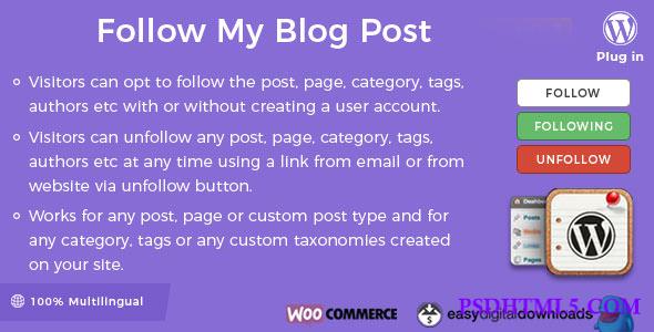 Follow My Blog Post WordPress Plugin v2.2.0 Plugins - 尚睿切图网-尚睿切图网