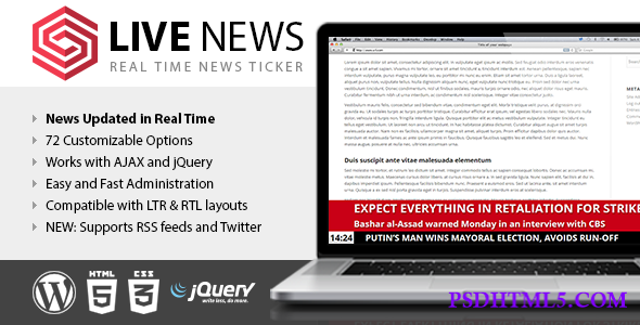 Live News v2.15 – Real Time News Ticker  Plugins-尚睿切图网