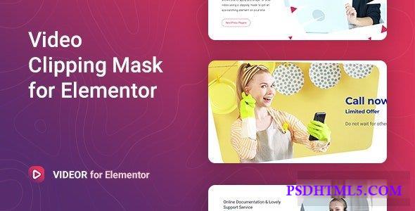 Videor v1.1.0 - Video Clipping Mask for Elementor  Plugins-尚睿切图网