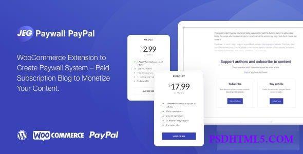 Jeg Paypal Paywall & Content Subscriptions System v1.0.2 – WooCommerce Plugin  Plugins-尚睿切图网