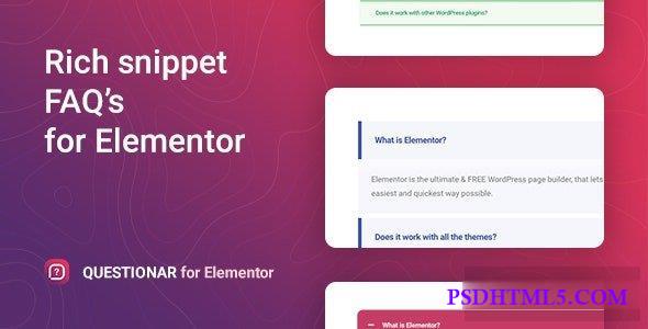 Questionar v1.1.5 – FAQ Accordions for Elementor  Plugins-尚睿切图网