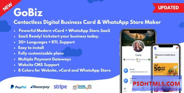 GoBiz v4.2.1 – Digital Business Card + WhatsApp Store Maker | SaaS | vCard Builder – nulled插件-免激活插件-破解版-尚睿切图网