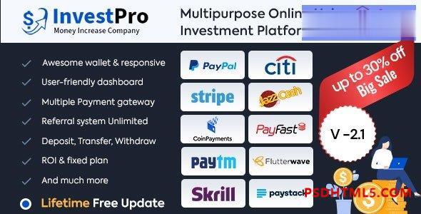 InvestPro v2.0.1 - 钱包 - 银行在线 Hyip 投资平台 插件-尚睿切图网