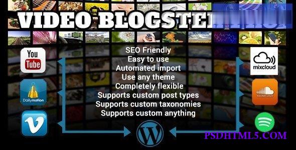 Video Blogster Pro v4.8 – import YouTube videos to WordPress. Also DailyMotion, Spotify, Vimeo, more  Plugins-尚睿切图网