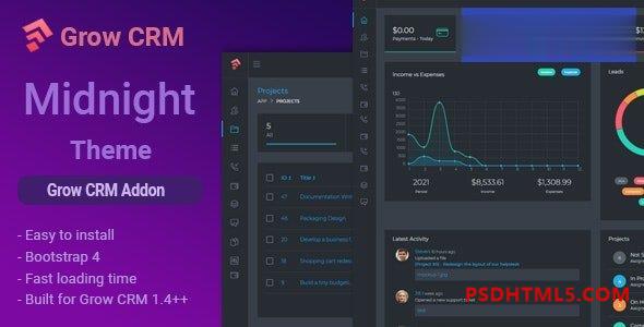 Midnight - Grow CRM Dark Theme Addon - 2022年2月3日插件-尚睿切图网