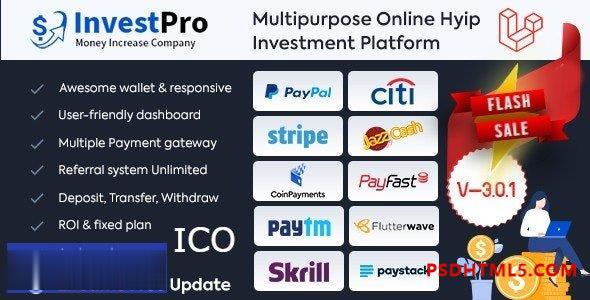 InvestPro v3.0.1 – HYIP – ICO 在线投资钱包 – 银行平台插件-尚睿切图网