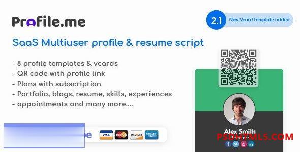 Profile.me v2.1 – Saas 多用户简历 – Vcard 脚本插件-尚睿切图网