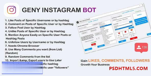 GENY instagram bot v4.0.1 – Gain More Instagram Followers, Increase your Followers Now Plugins-尚睿切图网