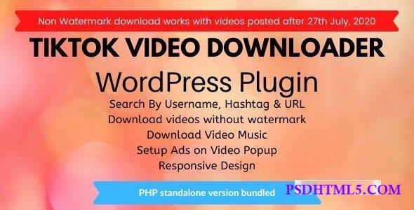 TikTok Video Downloader without Watermark v2.1.0 – WordPress Plugin  Plugins-尚睿切图网