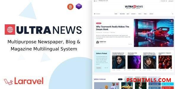 UltraNews v2.2.0 – Laravel 报纸、博客和杂志多语言系统 – nulled插件-免激活插件-破解版-尚睿切图网