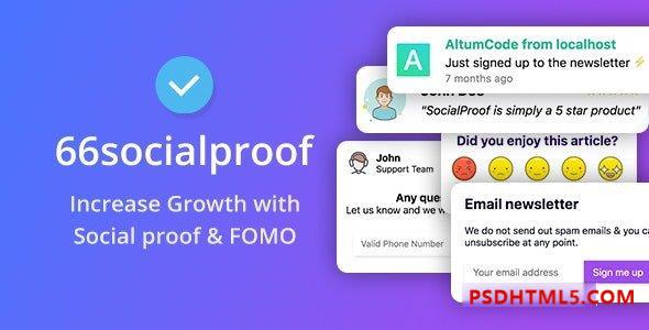 66socialproof v19.0.0 – Social Proof – FOMO Widgets Notifications (SAAS) – nulled插件-免激活插件-破解版-尚睿切图网