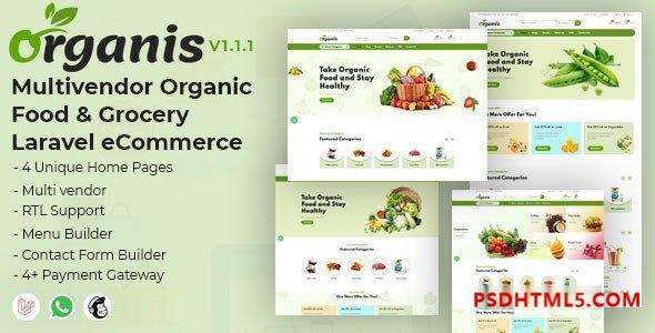 Organis v1.0.0 – 多供应商有机食品 – 杂货 Laravel 电子商务插件-尚睿切图网