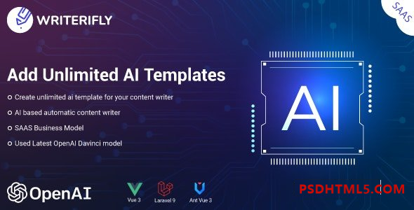 Writerifly v1.0.1 – OpenAI Writer Assistant With Dynamic Writing Templates (SAAS) Plugins-尚睿切图网