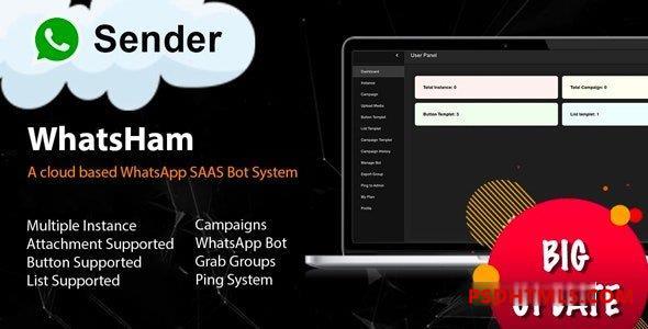 WhatsHam v2.0.5 – 基于云的WhatsApp SAAS系统 插件-尚睿切图网