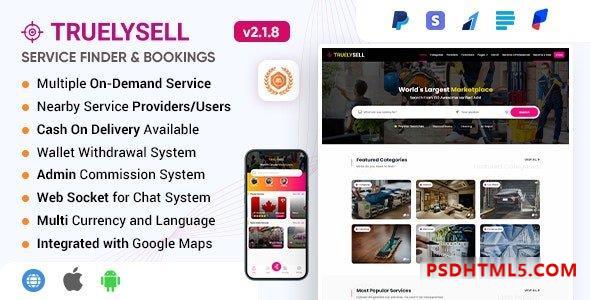 TruelySell – On Demand Handyman Services, Nearby Service Booking Software (Web + Android + iOS) Plugins-尚睿切图网