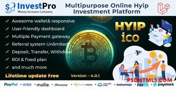 Hyip InvestPro v4.0.1 – 高级HYIP – ICO投资钱包 – 银行平台插件-尚睿切图网