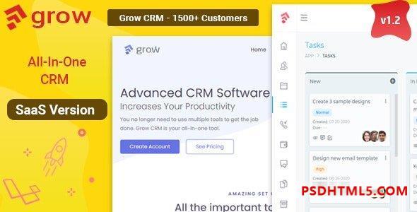 Grow CRM SaaS v1.2 – Laravel Project Management – 多租户插件-尚睿切图网