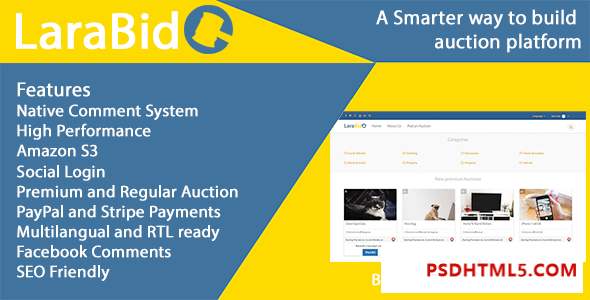 LaraBid v4.0.1 – 一个Laravel PHP拍卖平台 插件-尚睿切图网