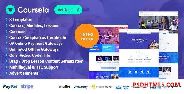 Coursela v1.0 – 个人课程销售网站 – nulled Plugins-尚睿切图网
