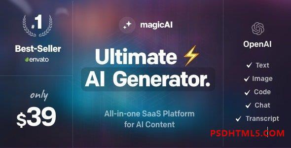 MagicAI v2.0.8 – OpenAI Content, Text, Image, Chat, Code Generator as SaaS Plugins-尚睿切图网