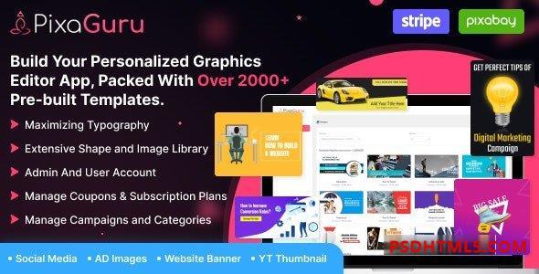 PixaGuru v1.0 – 用于创建图形、图像、社交媒体帖子、广告、横幅的 SAAS 平台 – 故事插件-尚睿切图网