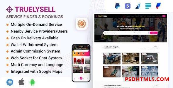 TruelySell v2.3.0 – 多供应商在线服务预订市场和附近服务搜索软件插件-尚睿切图网