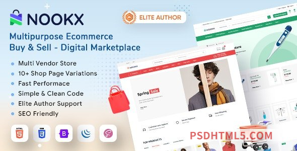 Nookx v1.4.3 - Multipurpose Ecommerce and Buy - Sell - Digital Marketplace HTML Template with Admin Panel-尚睿切图网