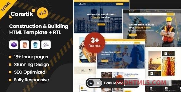 Constik v1.2 - Real Estate Construction - Building Company HTML Template-尚睿切图网