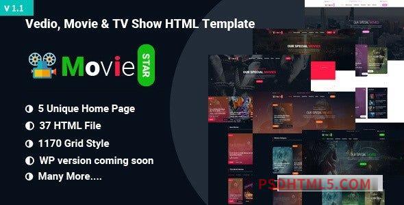 Movie Star v1.1 - Movie, Video - TV Show HTML Template-尚睿切图网