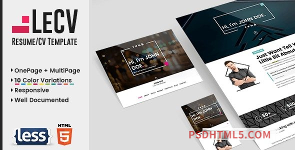 LeCV - Creative responsive resume / CV template-尚睿切图网