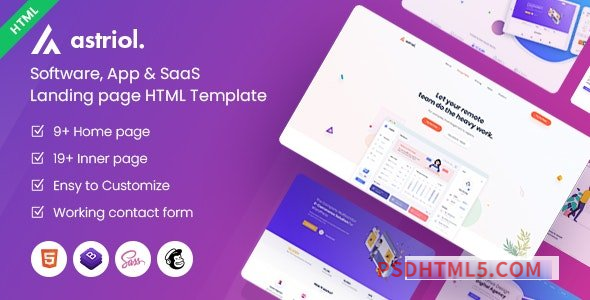 Astriol - Software, App - SaaS Landing HTML Template-尚睿切图网