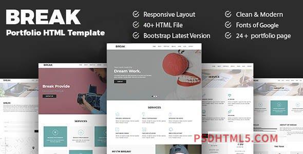 Break – Responsive Portfolio HTML Template-尚睿切图网