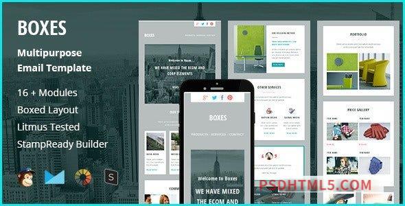 Boxes – Multipurpose Creative Responsive Email Template + Stampready Builder-尚睿切图网