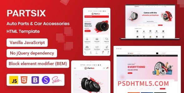 Partsix v1.0.1 – Auto Parts – Car Accessories Shop HTML Template-尚睿切图网