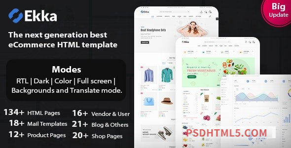 Ekka – Ecommerce HTML Template + Admin Dashboard-尚睿切图网