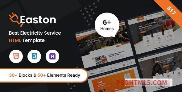 Easton – Electricity Services HTML Template-尚睿切图网