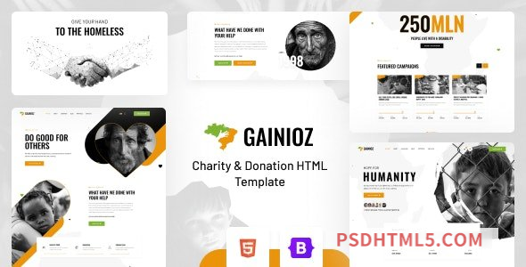 Gainioz v1.3 – Charity – Donation HTML Template-尚睿切图网