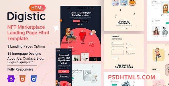 Digistic v1.0 - NFT Marketplace Landing Page Html Template-尚睿切图网