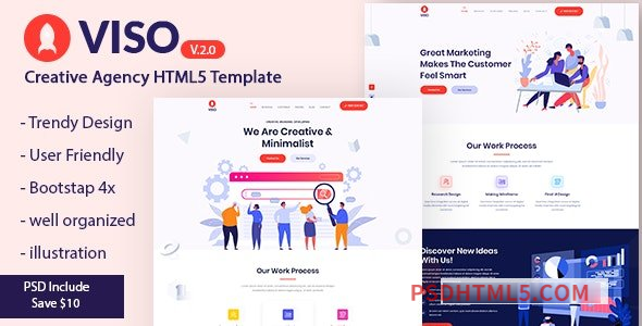 VISO v2.0 - Creative Agency Portfolio Landing Page Template-尚睿切图网