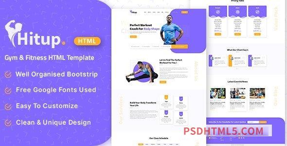 Hitup v1.0 - Fitness and Gym HTML Template-尚睿切图网