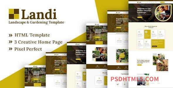 Landi - Landscape Gardening HTML Template-尚睿切图网