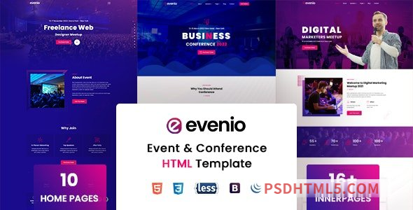 Evenio - Event Conference HTML Template-尚睿切图网