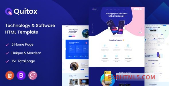 Quitox - Software - IT Solutions HTML Template-尚睿切图网