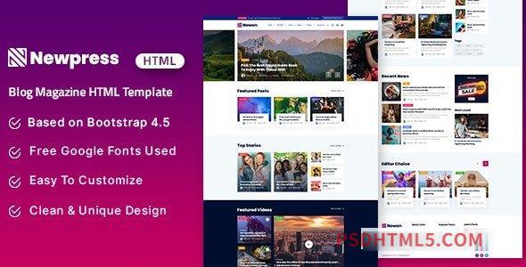 Newpress - Blog Magazine HTML Template-尚睿切图网