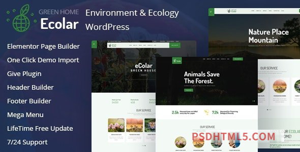 Ecolar v2.0.0 – Environment – Ecology wordpress主题-WordPress Theme-尚睿切图网