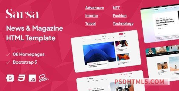 Sarsa - News - Magazine HTML Template-尚睿切图网