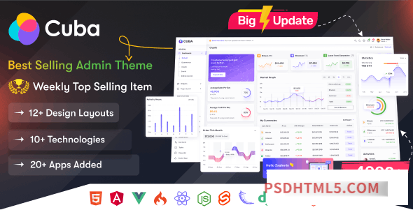 Cuba v7.2.0 - HTML, React, Angular 15, VueJS, Django, Flask, Nodejs - Laravel 9 Admin Dashboard Template-尚睿切图网