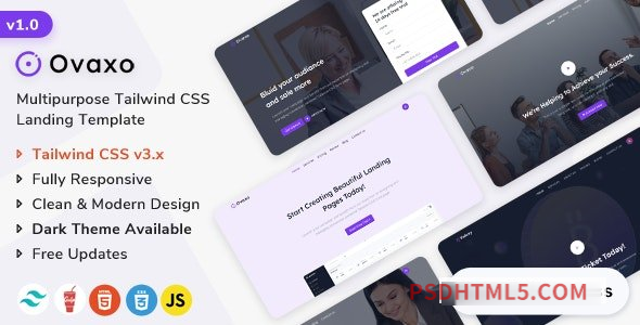 Ovaxo – Tailwind CSS Multipurpose Landing Template-尚睿切图网