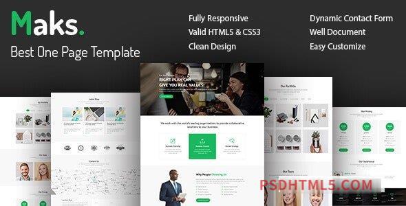 Maks – Onepage Multipurpose Responsive HTML5 Template-尚睿切图网